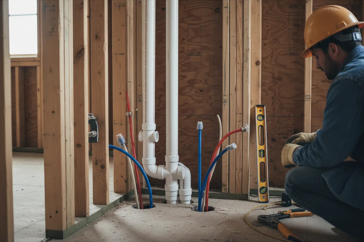 Drain and supply rough-in during Toilet Repair and Installation in Abington