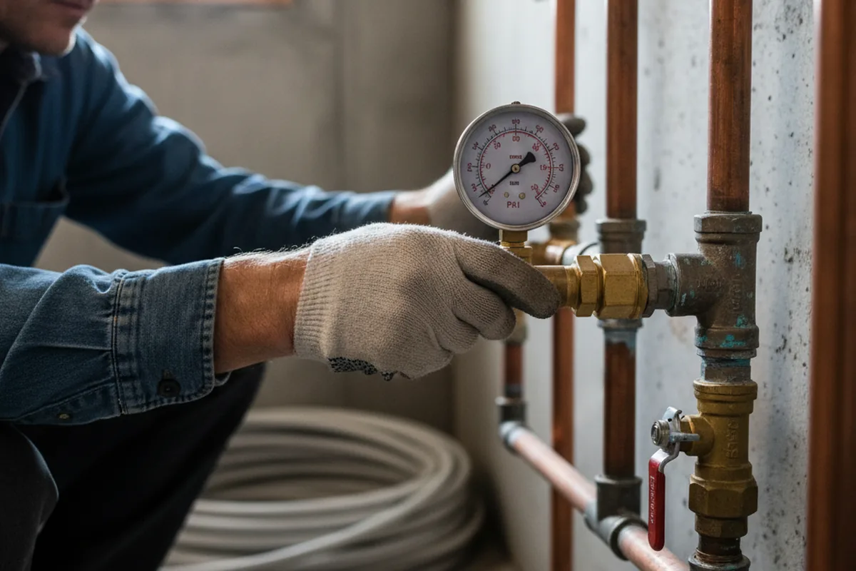 Pressure testing a repaired line during Water Line Repair in Abington